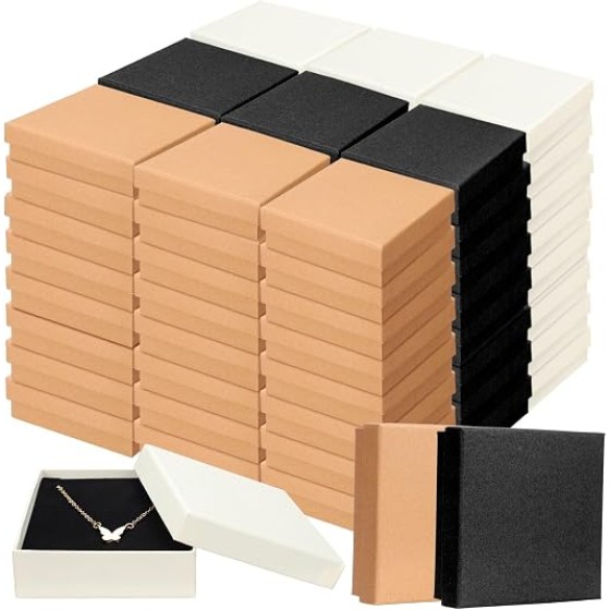 100 Pcs Jewelry Gift Boxes Bulk Small Cardboard Jewelry Box Kraft for Necklace Earring Bracelet