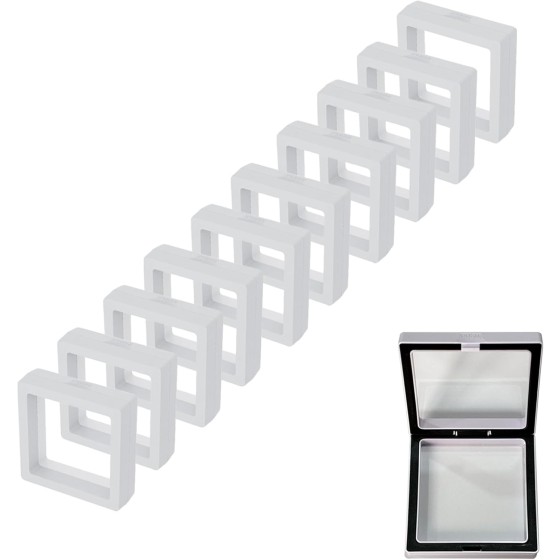 10-Pack Jewelry Gift Boxes 2.75 x 2.75 x 0.78 Inch Transparent Jewelry Box Small Gift Boxes for Jewelry, Earrings, Necklaces, Handmade Bangles, Bracelets (Black and white two-tone)