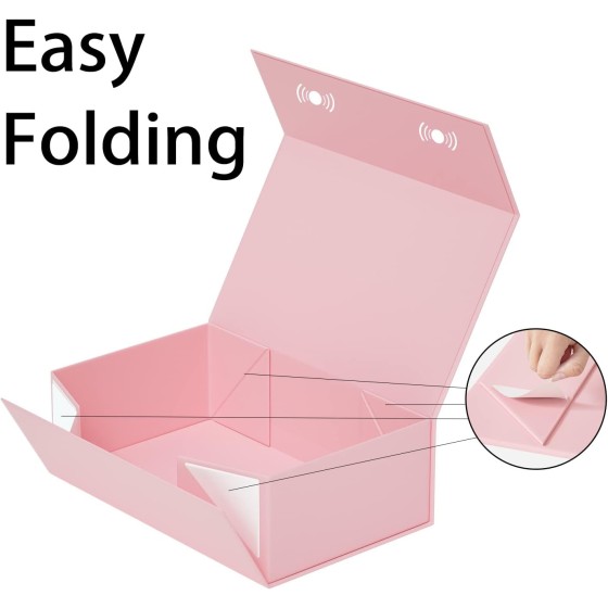 Rectangular Foldable Magnetic Lid Gift Box 9.5x6x3 Inches, Perfect for Groomsman Proposal, Wedding, Christmas, Halloween & Birthday Gift Packaging