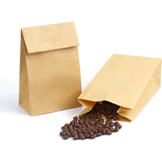 Mini Brown Paper Bags, 50pcs Small Kraft Paper Bag 1 LB 3.5x2.2x6.7” Baby Shower Wedding Favor Bags Candy Popcorn Treat Bag Bread Cookie Snack Thank You Gift Wrapping Bag Bulk (Brown 2)