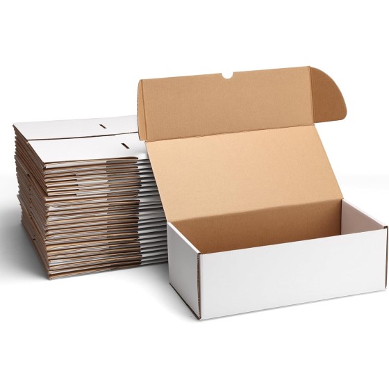12x6x4 White Shipping Boxes Set of 25, Corrugated Cardboard Mailer Boxes for Packaging Small Business Mailing Gifts