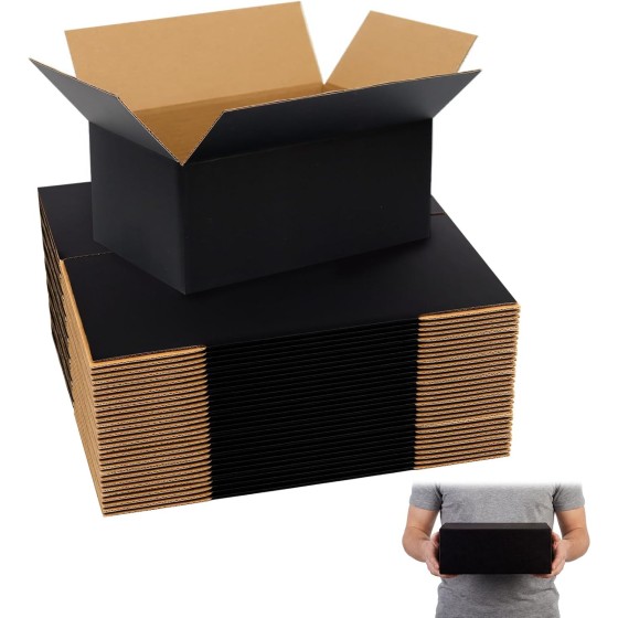 Black Shipping Boxes, 30 Pack Medium Mailer & Packaging Boxes for Small Business, Heavy Duty Corrugated Cardboard, Perfect for Mailing & Shipping