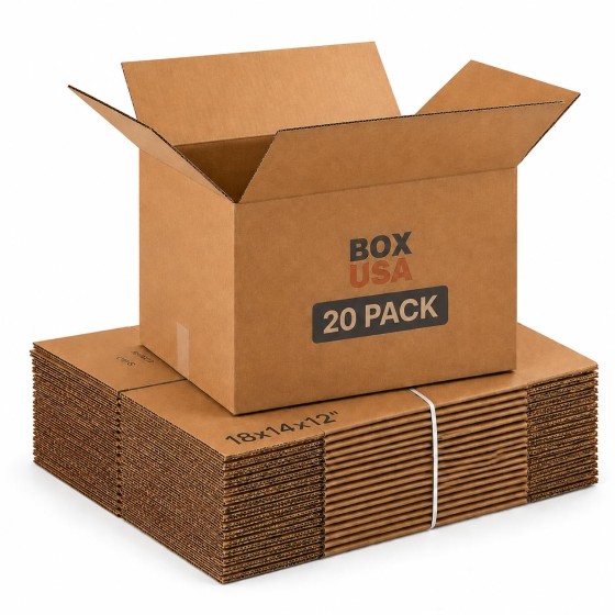 Moving Boxes 18"L x 14"W x 12"H (20-Pack) Medium - Corrugated Cardboard Box for Shipping, Mailing, Packing, Packaging and Storage