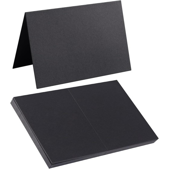 50 Pack Blank Folded Cardstock Cards, Black, 4x6 | Blank Thank You Cards for Greeting Cards, Invitations, Place Cards, Wedding
