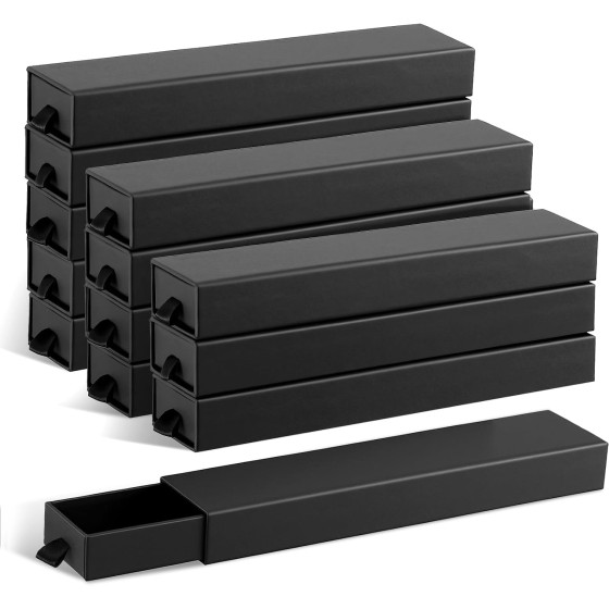 24 Pcs Jewelry Gift Box, LuxuryJewelry Gift Box Velvet-Lined, Compact Drawer Style for Earrings & Rings, Stylish Necklace Bracelet Organizer, 8.3x1.8x1 Inches, Black