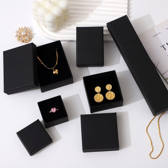 Black Jewelry Gift Boxes, In Stock Manufacturer, Minimalist Solid Color Premium Packaging for Rings, Earrings, Necklaces & Pendants